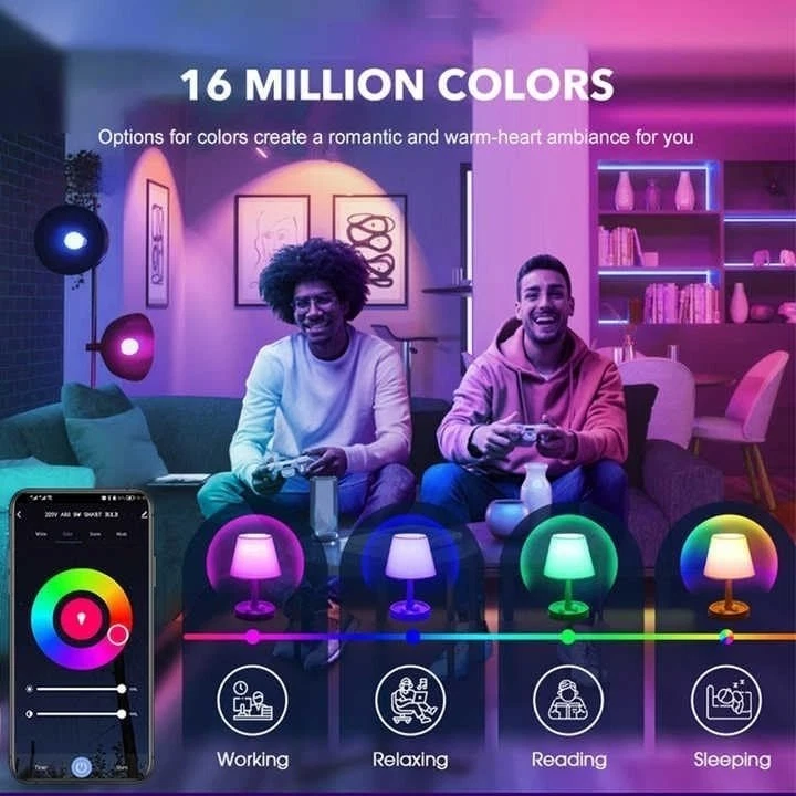 (1Pk–2Pk) Tuya E27 Smart WiFi LED Bulb 9W/15W RGB Colour Changing Remote Control - Image 4 of 4