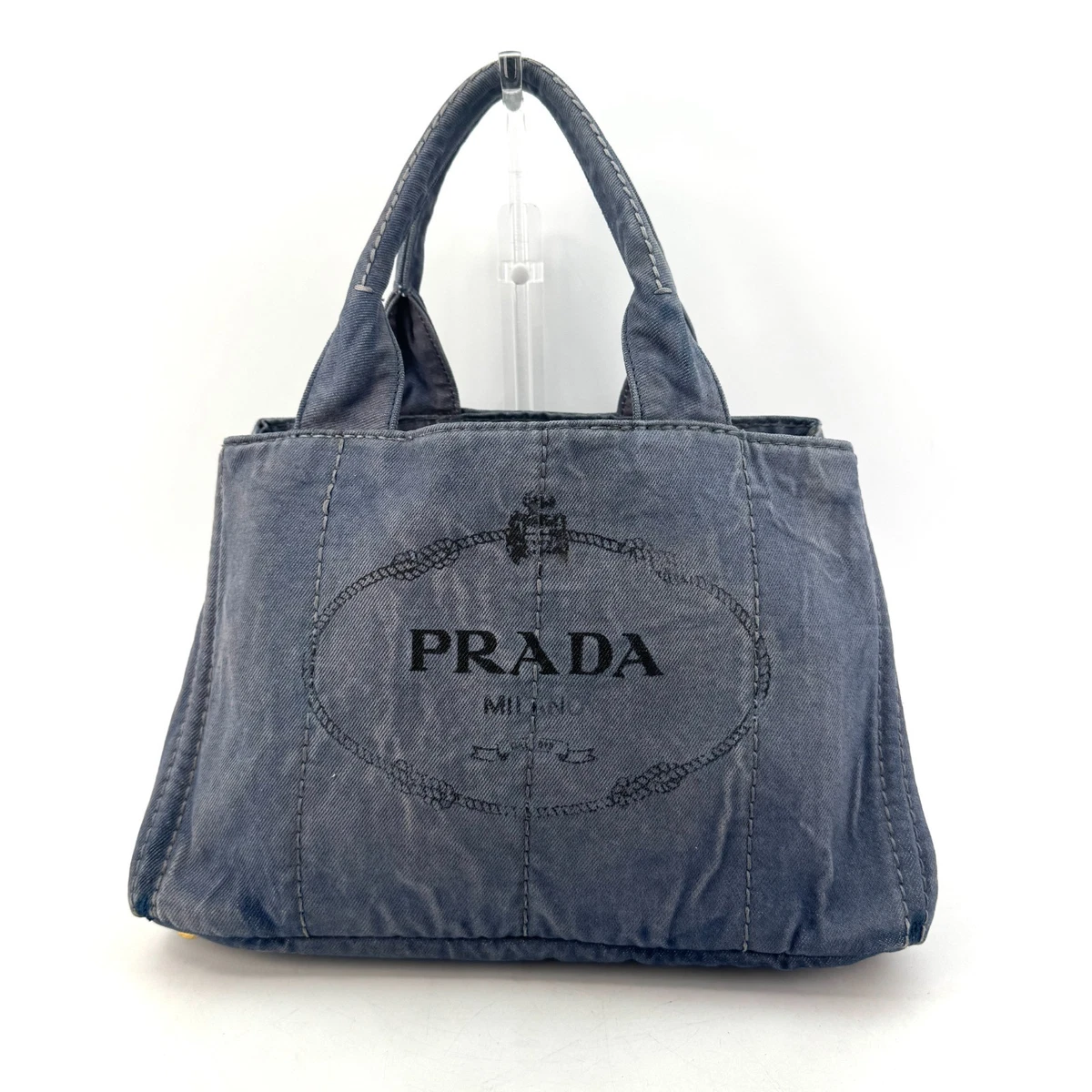 PRADA Canapa Medium Denim Exterior Bags & Handbags for Women for