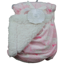 My Baby Pink Kitty Cat Heart Blanket Infant Girls Sherpa Fleece White NWT FLAW