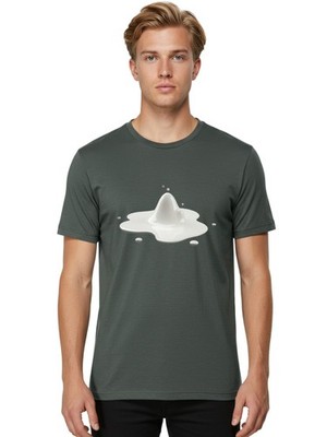 Splashing-Milk Mens Graphic Tee, 100% Cotton, Casual Summer Wear