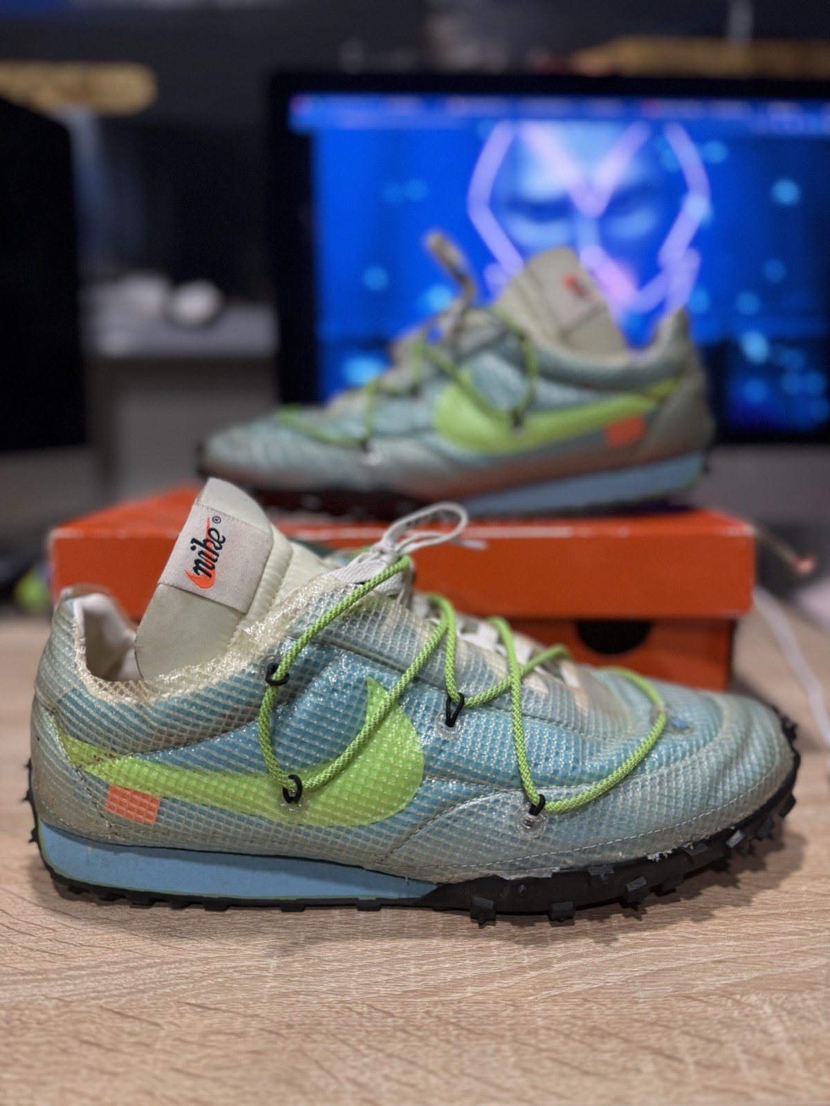 OFF WHITE X NIKE Taglia 13 Nike Off White x Waffle Racer Vivid Sky W