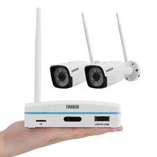 Expandable 8CH Mini NVR & Security Cameras System-2pcs 2K Outdoor Cameras & 1...