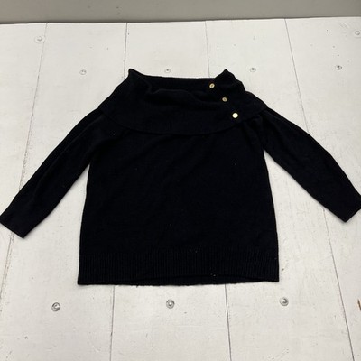 Express Black Novelty Button Off The Shoulder Oversized Sweater Women's Size M