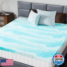 DUMOS Full 3" Gel Memory Foam Mattress Topper RV/Sofa Bed, CertiPUR-US, Blue