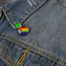 Rainbow Pride Dinosaur Enamel Pin LGBTQ Gay Lesbian Dino Lapel Pin Gift Support