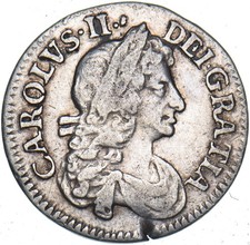 1684 Threepence - Charles II British Silver Coin - Nice