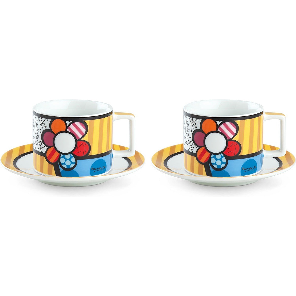 Set 2 tazze colazione Egan Britto Icon porcellana decorata vari colori — foto 3