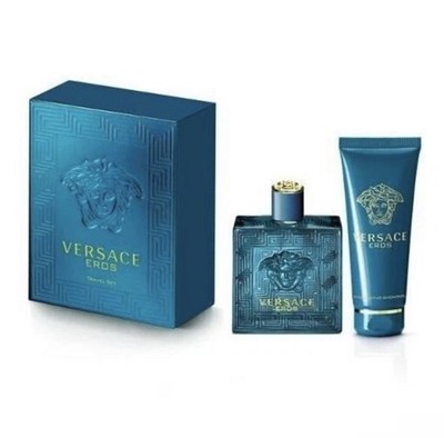 Versace Eros 3.4 oz EDT spray mens cologne + 3.4 oz shower gel Travel Set NIB