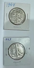 1943 & 1944 Walking Liberty Silver Half Dollars