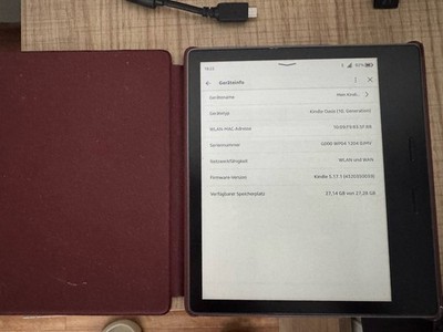 Amazon Kindle Oasis 10. Generation 32GB, Wi - Fi, 7 Zoll -4G LTE AD-FREE