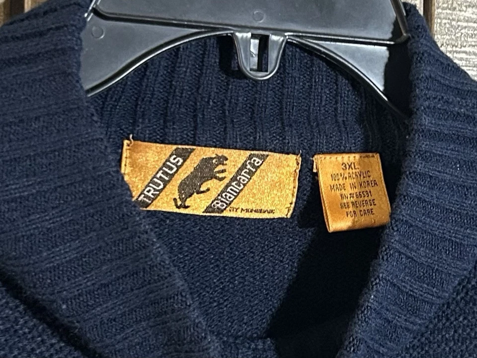 Suéter Trutus Biancarra Años 90 Estilo Coogi 3XL Diamante Tejido Gamuza Parche De Colección Foto 4 de 4