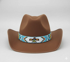 Handmade Thunderbird Beaded Hat Band Turquoise Western Cowboy Hat Band Boho Aces