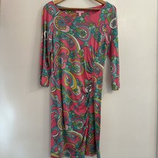 Lilly Pulitzer Women Dress Cinched Waist Paisley Pink Size M