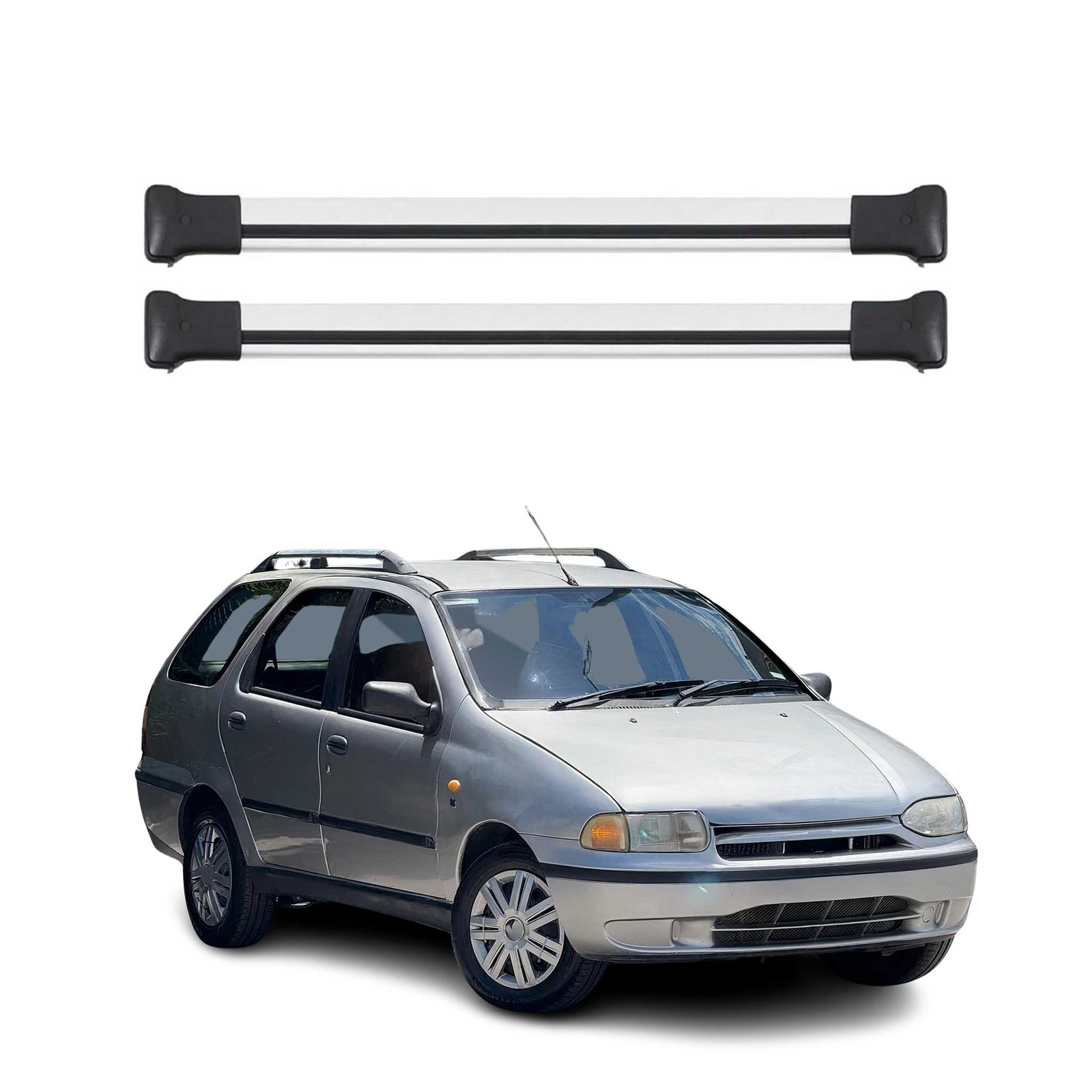 Barres de toit en aluminium gris haut de gamme Fiat Palio Weekend