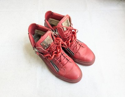 Giuseppe Zanotti Chain Sneakers Red Men 10 43 Zipper Leather High