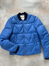 kenzo leather blue puffer bomber jacket size m