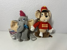 Disney Store Brand Beanie Plush Dumbo And Timothy Mouse 8"