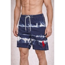 Polo Ralph Lauren Tie Dye Swim Trunks Big Pony Blue White Board Shorts Mens L