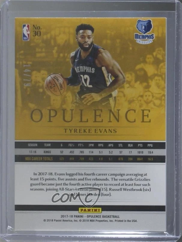 2017-18 Panini Opulence /79 Tyreke Evans #30 - Image 2 of 2
