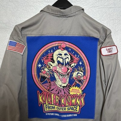 Killer Klowns From Outer Space Work Shirt Upcycled Back Patch Shirt Large Unique