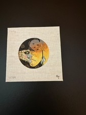 Halloween needlepoint canvas witch round, 22 count, Preowned.