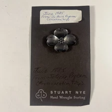 Vintage Stuart Nye Hand Wrought Sterling Silver Dogwood Flower Lapel Pin