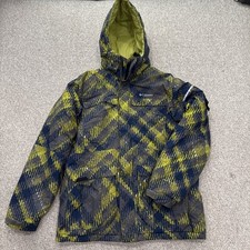 Columbia Kids Jacket 18/20 Yellow Blue Hooded Outdoor Coat Waterproof Winter Boy