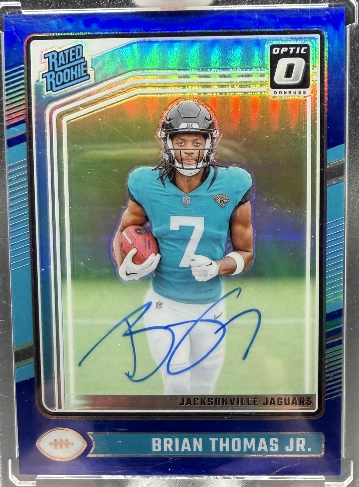 2024 Donruss Optic #214 Brian Thomas Jr. Rated Rookies RPS Autographs Blue #/99