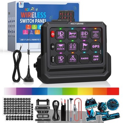 Wireless RGB Switch Panel Multifunction Circuit Switch System for Truck SUV Boat