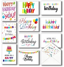 100 Happy Birthday Cards Bulk, Large 5x7 Inch Assorted, with Envelopes,Sticke...