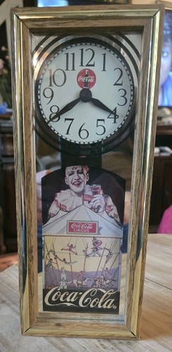 1994 Coke Coca Cola Circus Clown Wall Clock Tested Works - Afbeelding 1 van 7