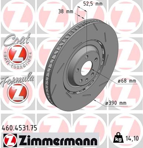 1X Bremsscheibe Formula Z Zimmermann 460.4531.75 FüR Porsche Macan 95B 95BAU1-image