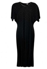 Liz Claiborne Classic Little Black Dress with Rhinestone Accents Short Sleeve/M