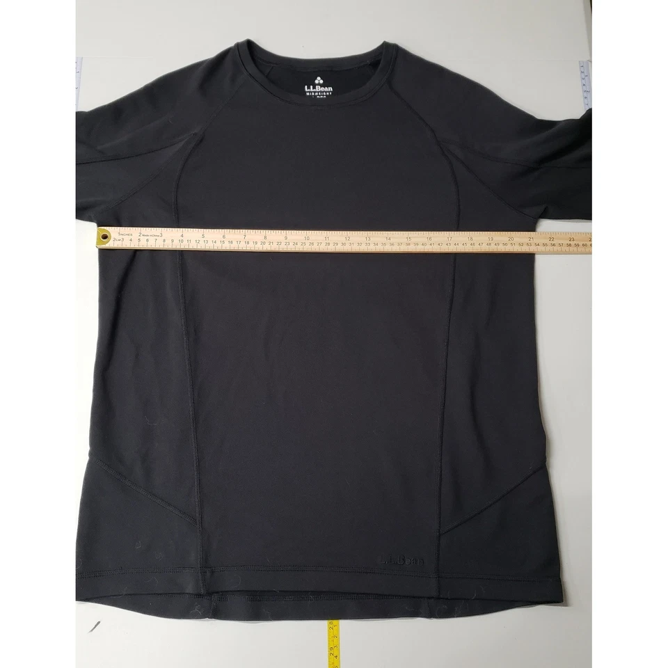 Top LL Bean Peso Medio Manga Larga Cuello Redondo Grande Negro Exterior Capas Senderismo Foto 3 de 4