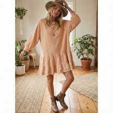 Free People We The Free Sunny Side Sweatshirt Mini Dress Womens Medium Peach