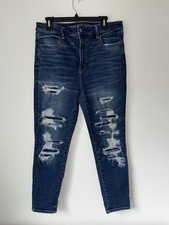 American Eagle Super High Rise Jegging 14 Short Distressed Stretch Jeans Ripped