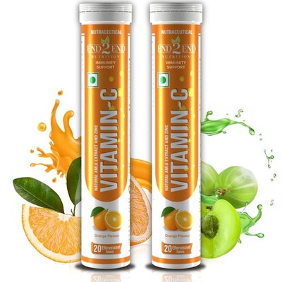 End2End Nutrition Extract Vitamin C with Zinc Immunity Orange Flavour 40 tab