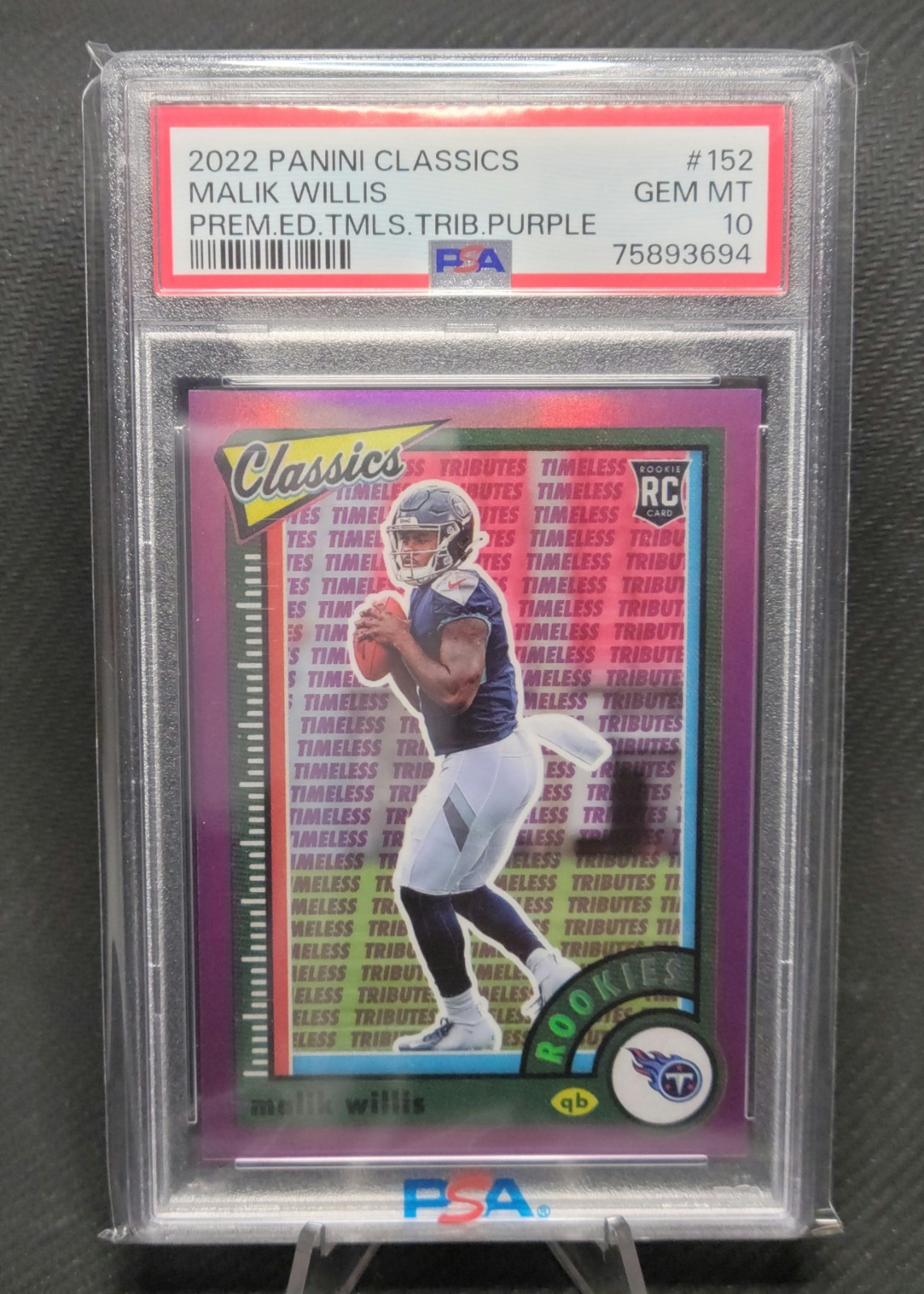 Malik Willis Panini Classics #152 Timeless Tributes Purple