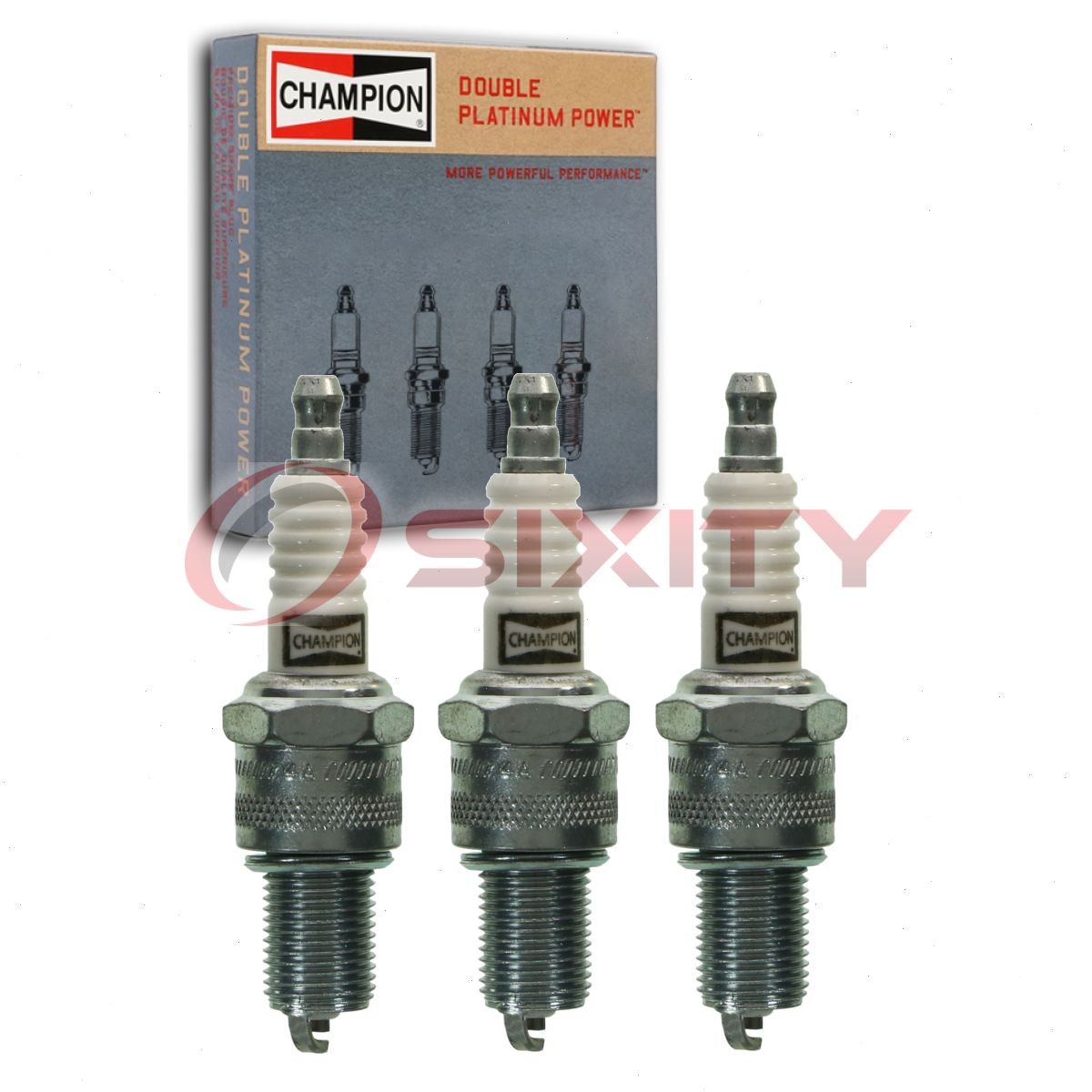 3 pc Champion Double Platinum Spark Plugs for 1986-1992 Chevrolet Sprint wt