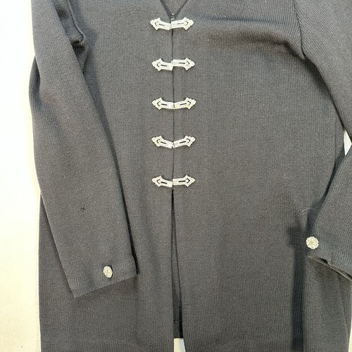 St. John Evening Knit Hook Eye Cardigan Sweater Black Silver Gold Crystal Sz 10 - Picture 14 of 19