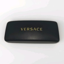 Versace Glasses Case Black Hard Shell Gold Logo 2 1/2"x6"x1 1/2" Small Damage