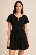 J.Crew Black Tie-Front Peplum Dress Women’s S NWT Soft Minimalist Casual Chic