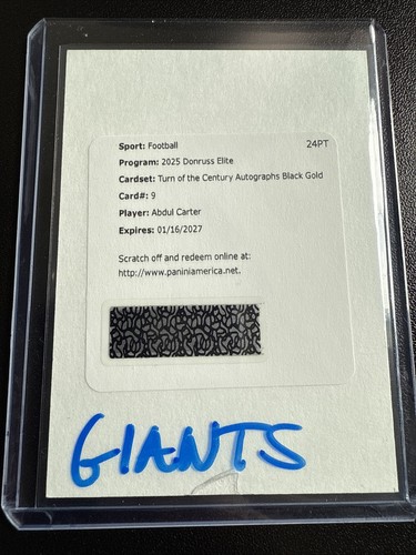 2025 Donruss Elite FOTL Turn Of The Century Auto Black/Gold Abdul Carter Redempt