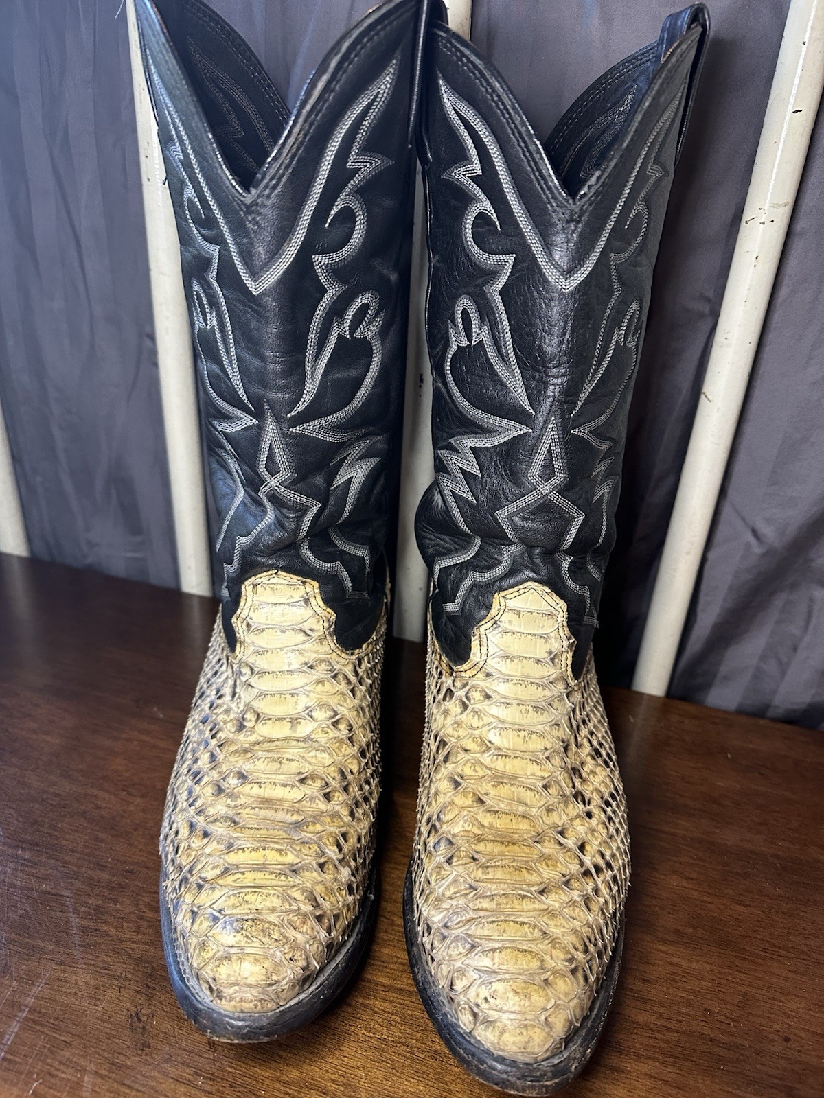 Vintage Larry Mahan Cowboy Boots Python Snakeskin… - image 7