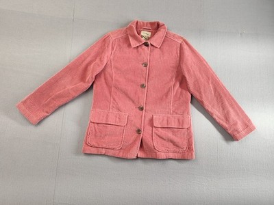 L L Bean Women Jacket Coat S Pink Corduroy Button Down Shirt Casual Long Sleeve