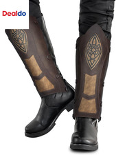 Medieval Faux Leather Leg Gaiters, Vintage Middle Ages Knight Leg Armor, Mercena