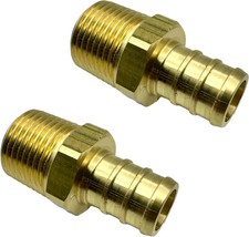  2 Pack Brass 1/2  PEX to 3/8  NPT Male Connector Fitting, 1/2 inch,