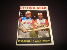 1964 TOPPS # 162 DICK SISLER HITTING AREA REDS SIGNED AUTOGRAPH CARD -BC