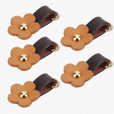 FlowerZip Pulls: 5Pcs Leather Zipper Pull Replacements for Small Holes - DIY Sew
