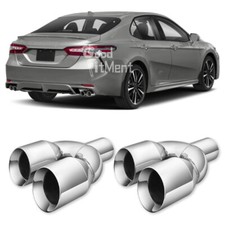Exhaust Dual Pipe Tip 2.5" In 3.5" Out 9.5" Length Double Wall For Toyota Camry